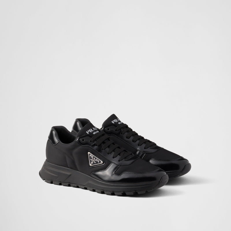 Basket Prada Noir en cuir brossé
