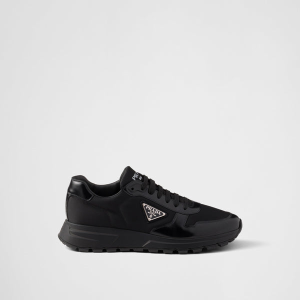 Basket Prada Noir en cuir brossé