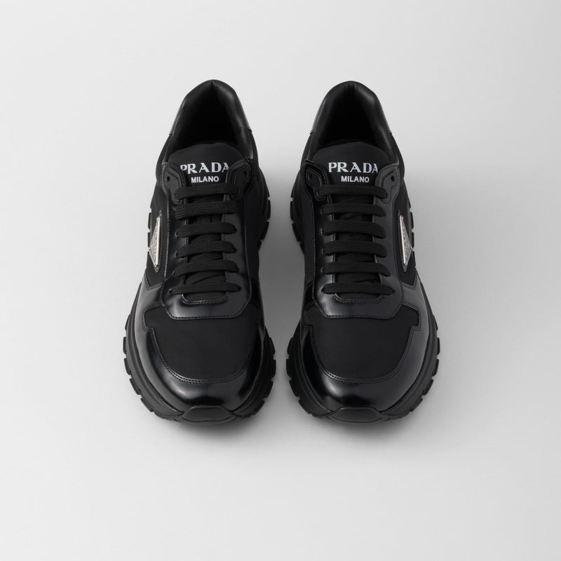 Basket Prada Noir en cuir brossé