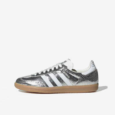 adidas Samba OG Silver Metallic Cracked Leather (Women's)