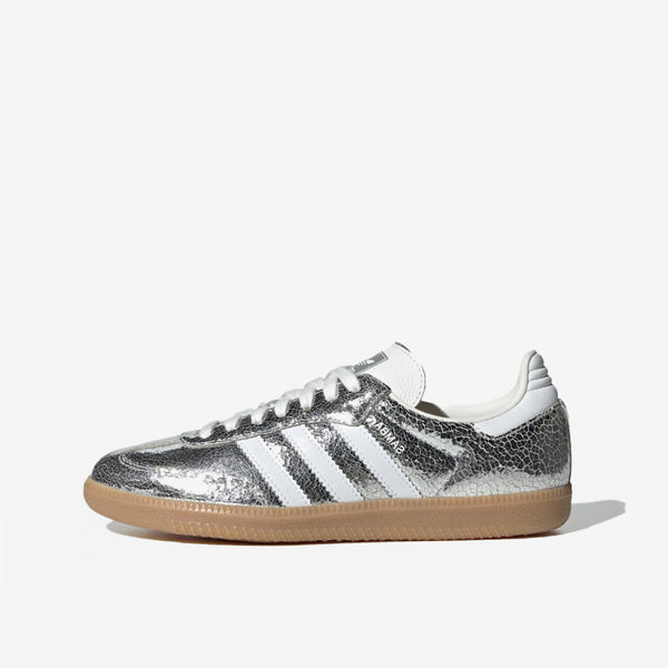 adidas Samba OG Silver Metallic Cracked Leather (Women's)